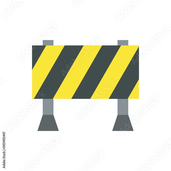 Fototapeta Icon of a yellow black striped barricade, used to indicate construction zones or restricted areas.