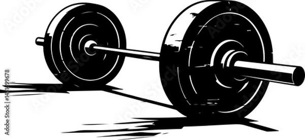 Fototapeta Dynamic Vector of Bodybuilder in Deep Squat with Barbell