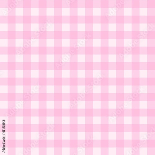 Fototapeta Pink gingham checkered pattern background. Seamless pastel pink plaid design, perfect for fabric, textile, scrapbooking, and cute digital projects. Soft and sweet vintage aesthetic.