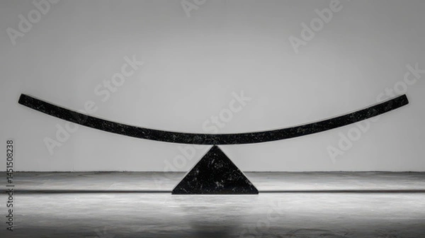 Fototapeta Seesaw tilted to one extreme illustrating the concept of black-and-white thinking in a minimalist space