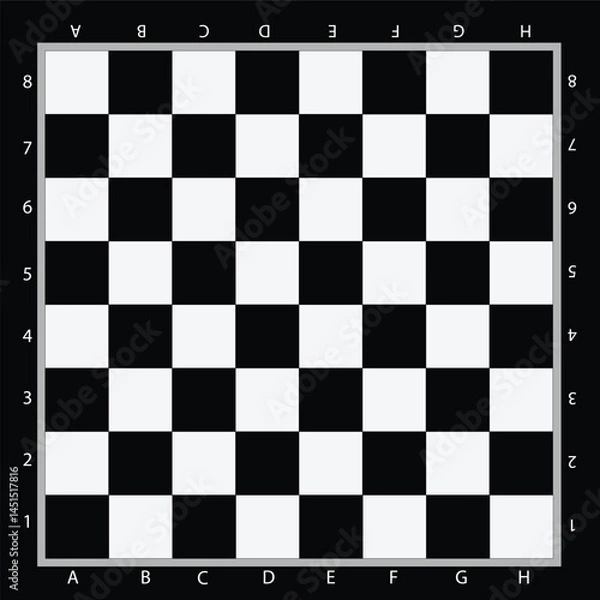 Fototapeta Chessboard Pattern: Classic Game Board Graphic, 
Black and White Squares: Checkerboard Background, 
Empty Chess Board: Strategy Game Template.