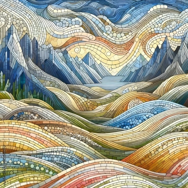 Obraz stylized geometric landscape with a mosaic