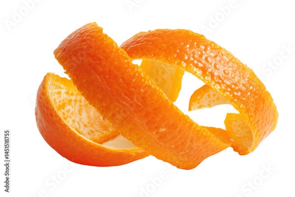 Fototapeta Curled peel, isolated isolated on transparent png background