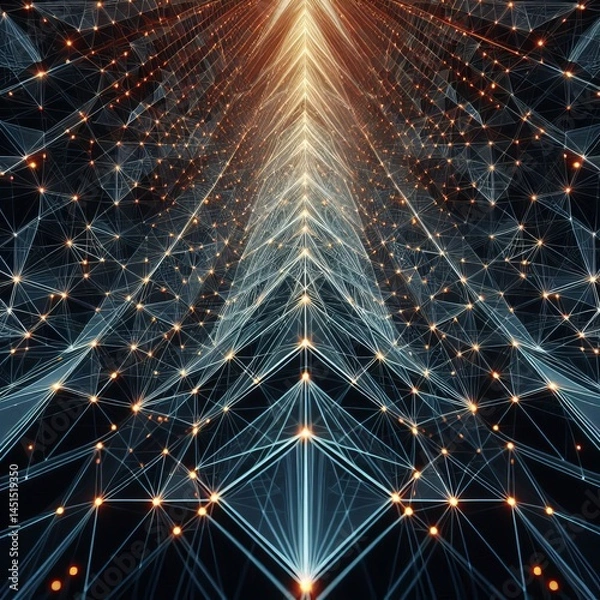 Obraz A grid of neon lit converging