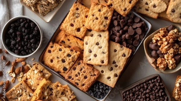 Obraz Assorted cookies and snacks on table