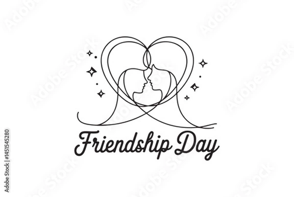 Fototapeta Elegant Friendship Day Design Featuring Two Faces in Heart Shape