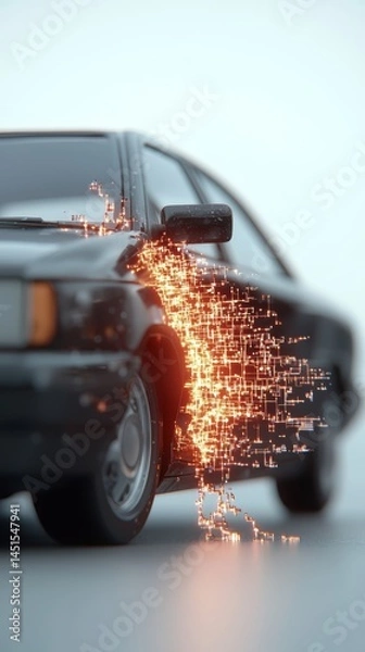Fototapeta Glowing Particle Trail Vehicle Digital Art