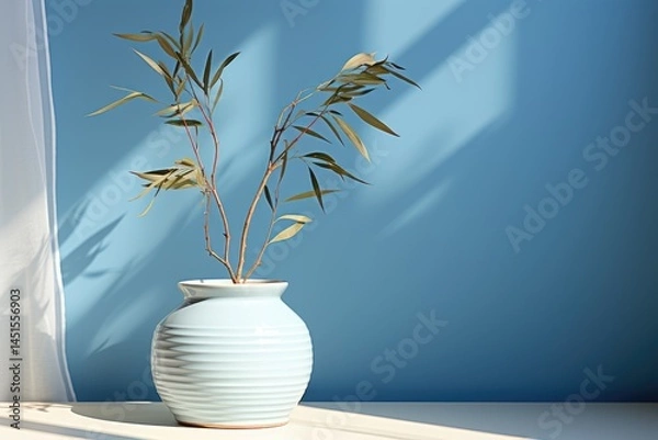 Obraz Beautiful flowering plants in a white ceramic vase. The theme of a beautiful and stylish interior.