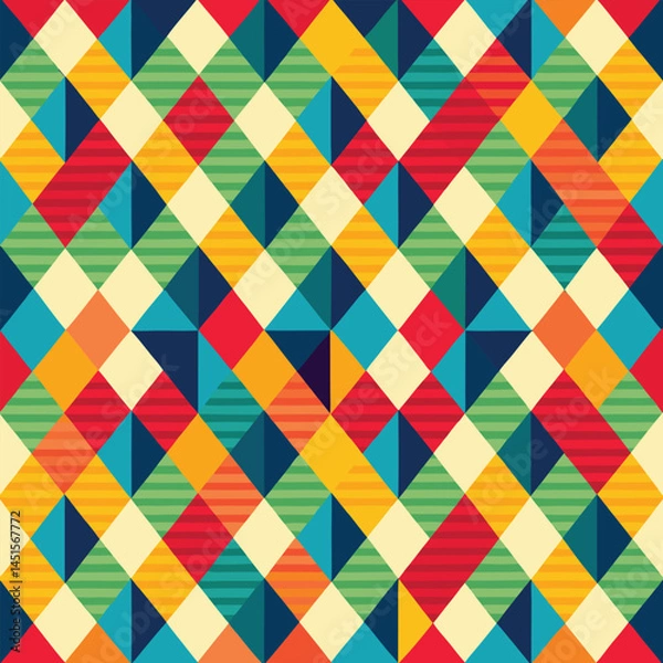 Fototapeta seamless geometric  vector colorful pattern.