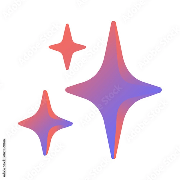 Fototapeta Sparkles emoji icon, shiny flashes of three cluster star gradient vector