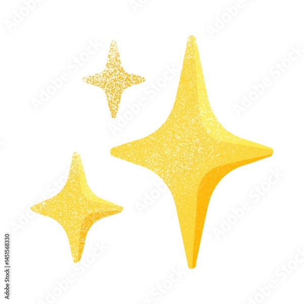 Fototapeta Sparkles emoji icon, shiny flashes of three cluster star yellow vector