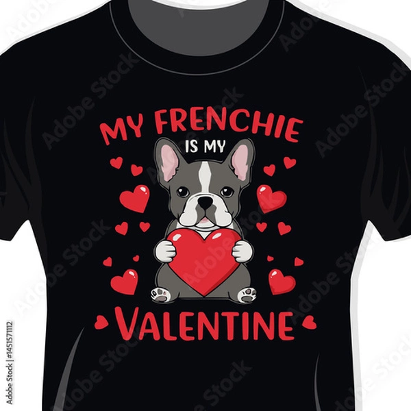 Fototapeta My Frenchie is My Valentine with Dog Red Heart Black Men's T-shirt Print Graphic Elements SVG EPS File for Free Download