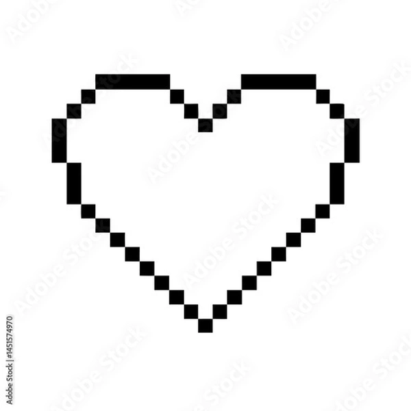 Fototapeta pixel art heart icon, pixel art heart line art - simple line art of pixel art heart, perfect for pixel art heart logos and icons