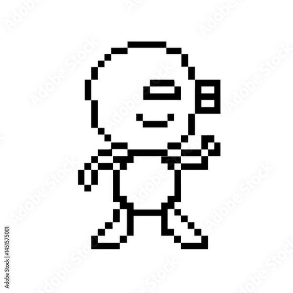 Fototapeta pixelated character sprite icon, pixelated character sprite line art - simple line art of pixelated character sprite, perfect for pixelated character sprite logos and icons