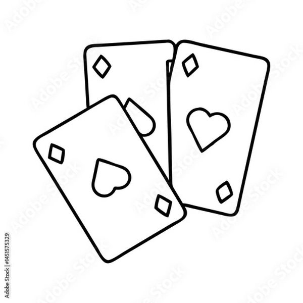 Fototapeta playing cards icon, playing cards line art - simple line art of playing cards, perfect for playing cards logos and icons