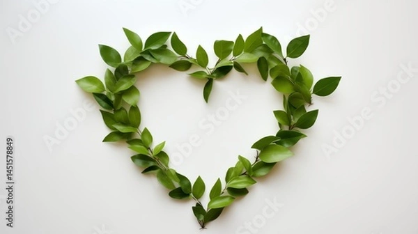Obraz A recycling icon formed from fresh green leaves on a light background, symbolizing eco-friendly practices and non-waste production.