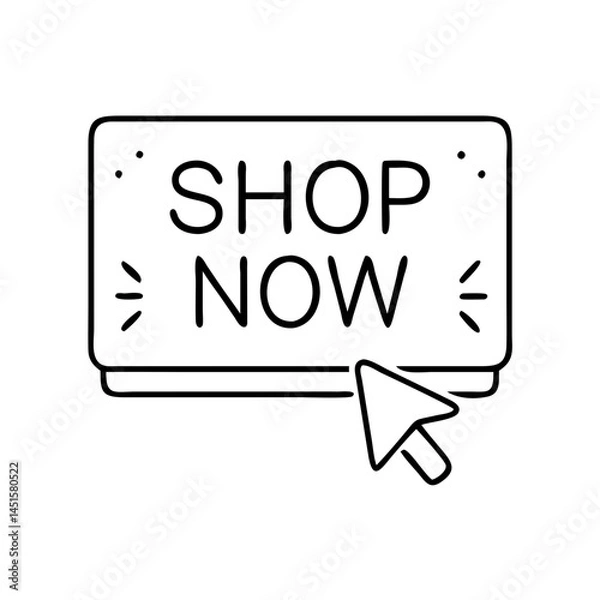 Fototapeta shop now button icon, shop now button line art - simple line art of shop now button, perfect for shop now button logos and icons