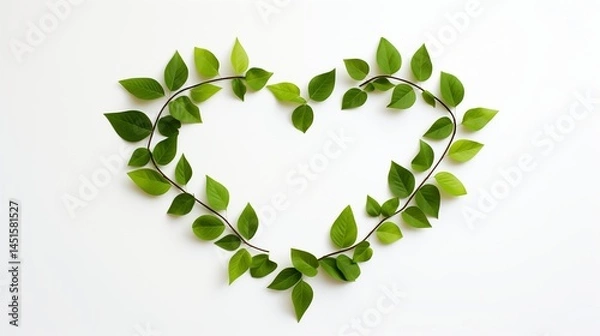 Obraz A recycling icon formed from fresh green leaves on a light background, symbolizing eco-friendly practices and non-waste production.