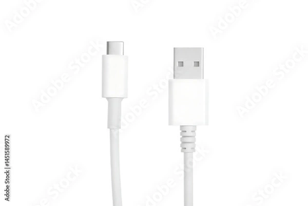 Obraz white usb connection adapter cable isolated on white background PNG