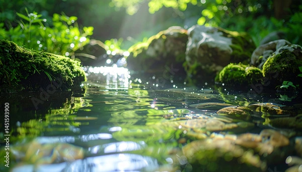 Obraz 明るい朝日をあびた清流