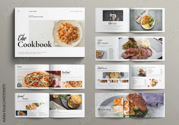 Fototapeta Cookbook Template Design Layout Landscape