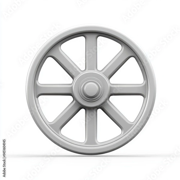 Obraz Eight Spoked Wheel 3D Render Light Gray Simple Geometry