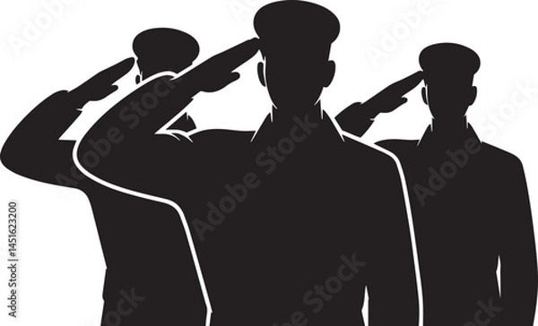 Fototapeta Military army soldier salute silhouette, Veterans Army Saluting Vector Silhouettes Bundle, Soldier silhouettes collection for Veterans Day