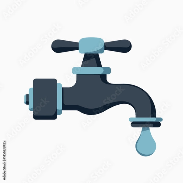 Fototapeta blue water faucet icon with droplet effect