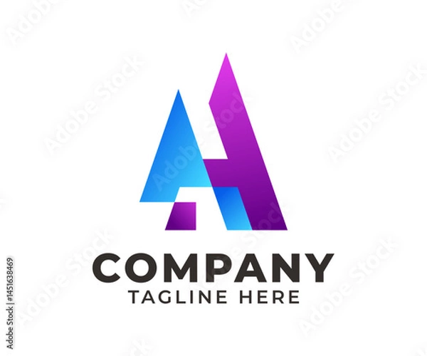 Obraz Abstract letter A logo in blue and purple gradient