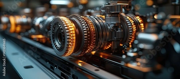 Fototapeta Industrial Gear System Closeup.