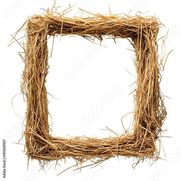 Fototapeta Straw frame rustic design natural texture