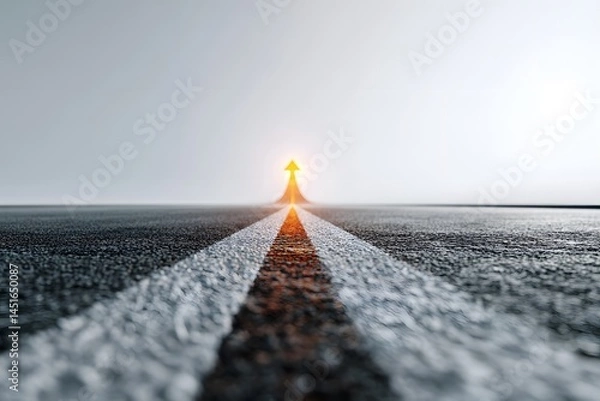 Fototapeta Road to Success Upward Arrow Asphalt Path Forward Progress Journey