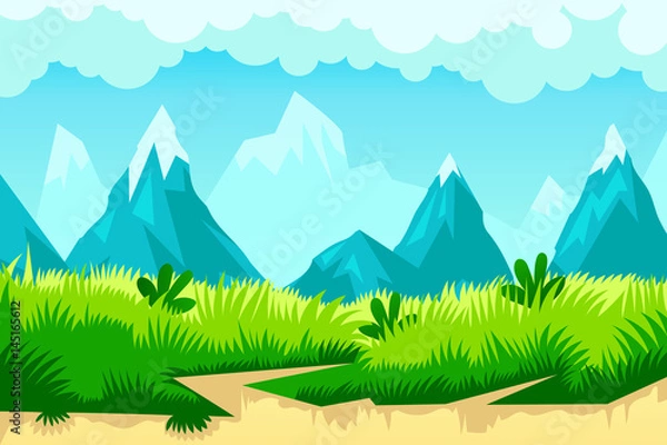 Obraz cartoon mountain landscape. vector