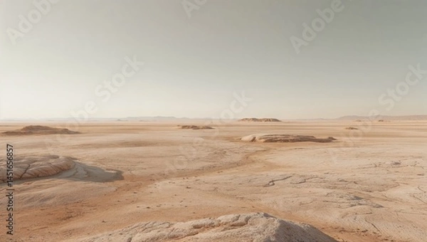 Obraz Vast, pale desert expanse under a pale sky.