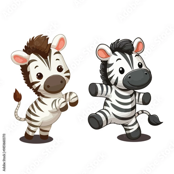 Obraz Cute cartoon zebra with stripes and big smile