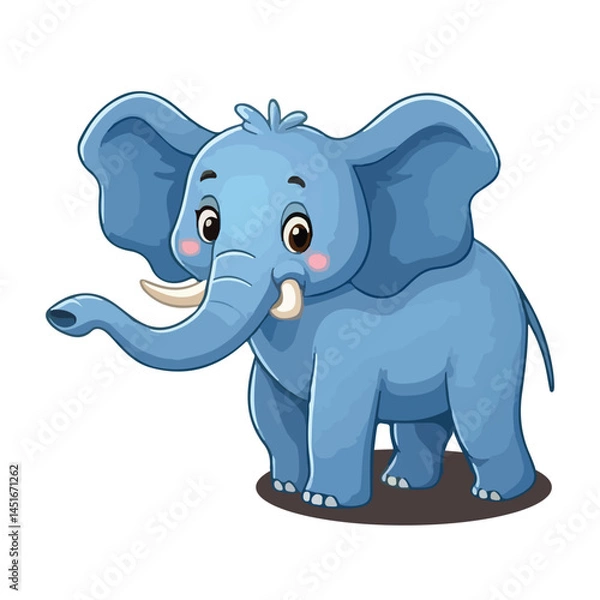 Obraz Cute cartoon elephant with big ears and smile
