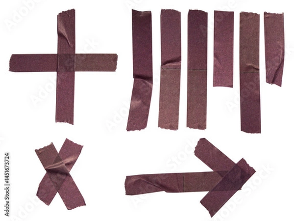 Fototapeta Brown Paper Tape Strips Set Illustration for Scrapbooking, Craft, and DIY Projects