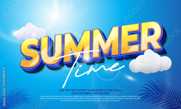 Fototapeta Summer time editable text effect typography template for happy summer