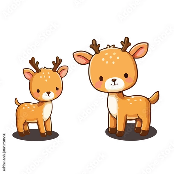 Obraz Cute cartoon deer with big eyes and spotted fur