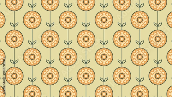 Fototapeta Repeating floral arrangement of pattern design.