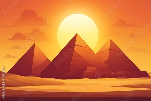 Obraz The Pyramids of Giza Glowing Under a Golden Desert Sunset