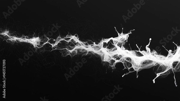 Fototapeta 白の波、アブストラクト、黒背景