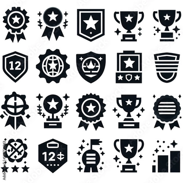 Fototapeta Collection of Trophy, Awards, and Recognition Icons