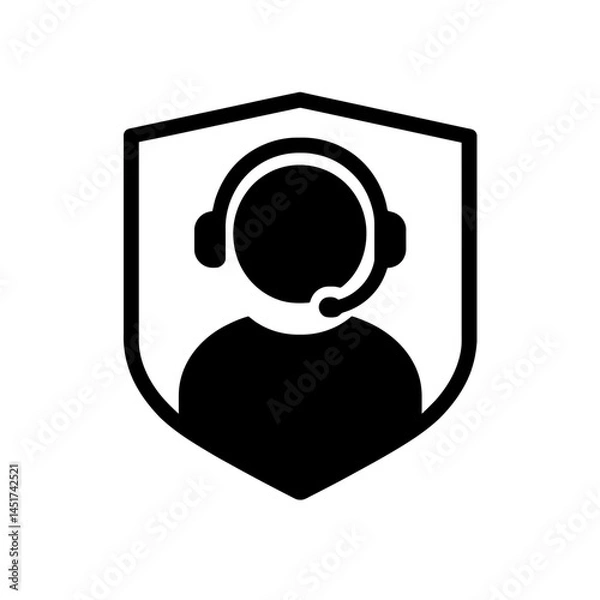 Fototapeta  very simple flat and single minimalist Customer Service Badge Silhouettes in black on a white background 