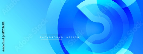 Fototapeta Abstract blue layers create dynamic flowing shapes. Modern design evokes movement, depth, technology. Smooth gradients offer visual interest.