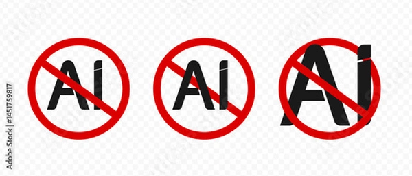 Fototapeta No Ai. Not allowed ai. Ban and prohibited. Neural network