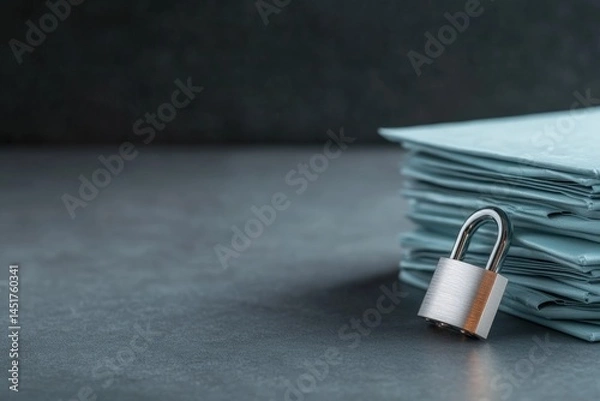 Fototapeta Confidential documents secured with a padlock