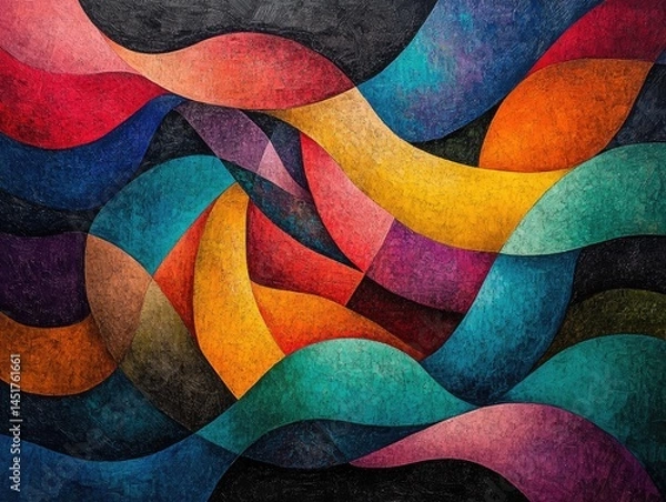 Fototapeta Abstract composition showcasing a harmonious blend of colors and shapes creating a visually captivating and vibrant artistic expression