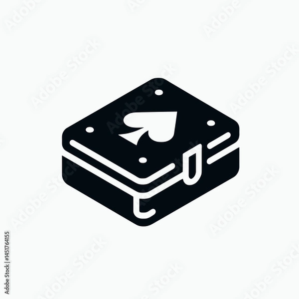 Fototapeta  very simple flat and single minimalist Open Playing Card Box Silhouettes in black on a white background