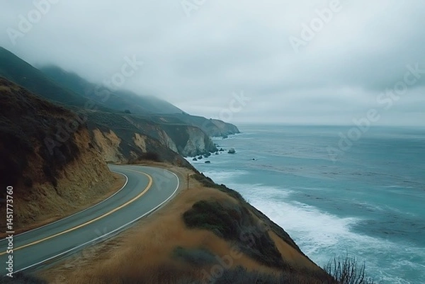 Obraz A Winding Coastal Road Along the Cliffs of Big Sur